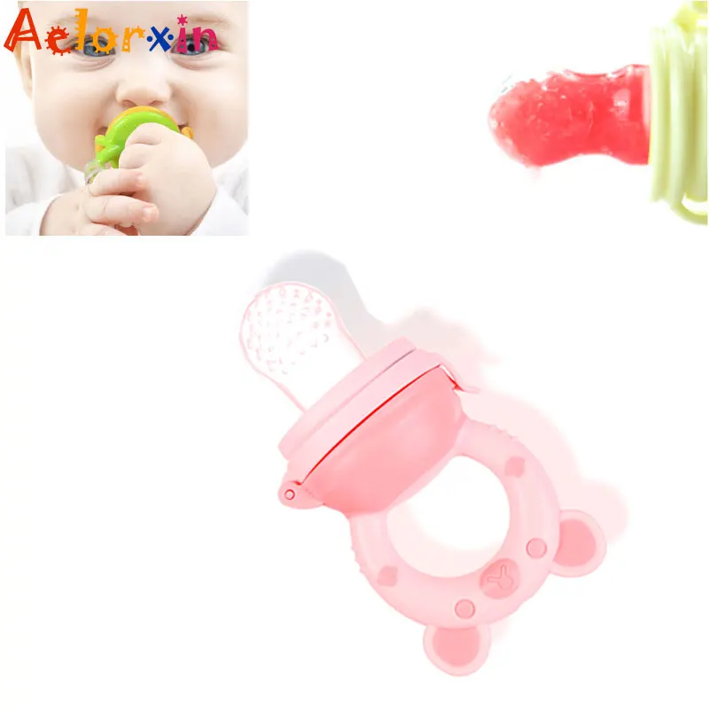 

1Pcs Cute Animal Bear Pattern Fresh Food Nibbler Baby Pacifiers Feeder Kids Fruit Feeder Nipples Feeding Safe Baby Supplies