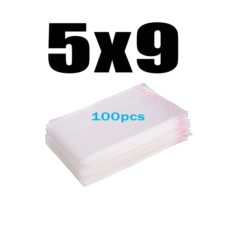 5x9CM 100pcs Прозрачный пластиковый самоклеющийся пакет целлофановые пакеты прозрачная Толстая самозапечатывающаяся маленькая упаковка герметичный полиэтиленовый пакет - Цвет: 5x9CM 100pcs