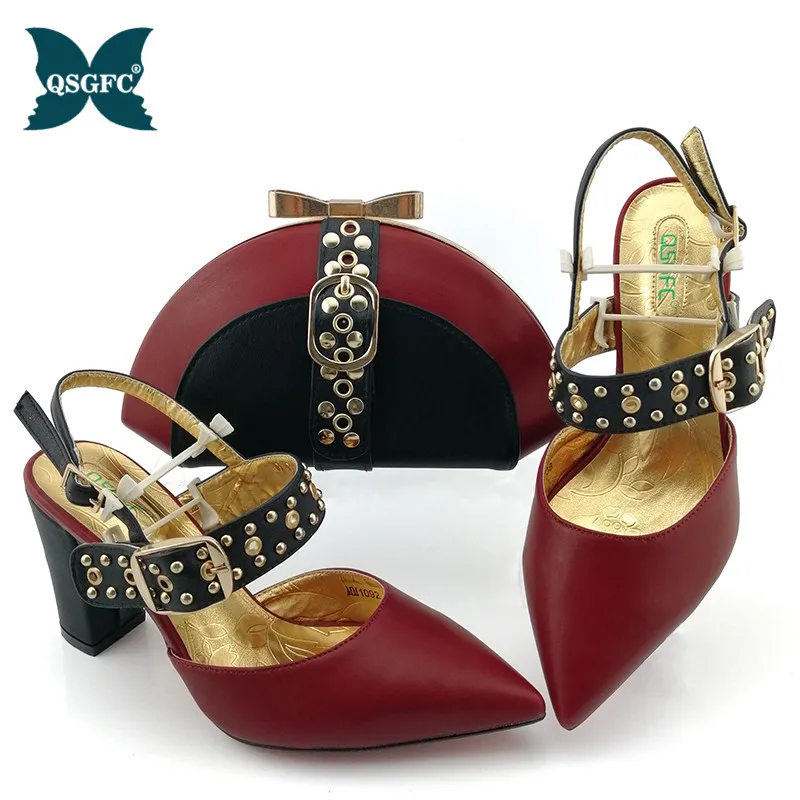 Комплект из обуви и сумки украшенные стразы Итальянский дизайн Туфли сумочки в