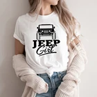Женская футболка с графическим принтом Jeep Lover, летняя повседневная футболка с коротким рукавом и круглым вырезом, с надписью, для девушек