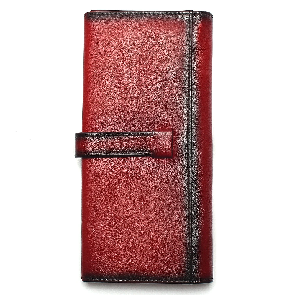 Винтажный Мужской Длинный кошелек из 100% натуральной воловьей кожи с рчид