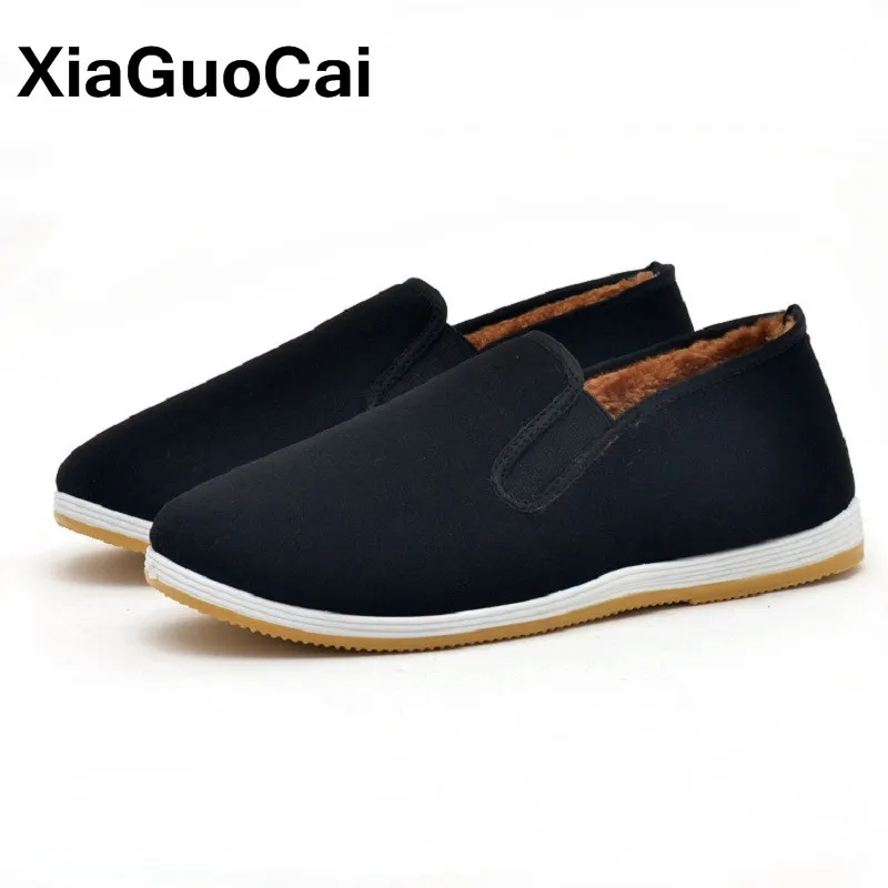 Men Canvas Shoes Winter Warm Casual Man With Fur Plush Cotton Flats Soft Sole Slip-On Male Loafers Driving Footwear Cheap | Обувь