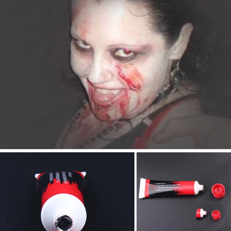 

32g Ultra Realistic Fake Blood Plasma for Bloody Nose Eyes Ears Halloween Party Vampire Zombie Makeup Props
