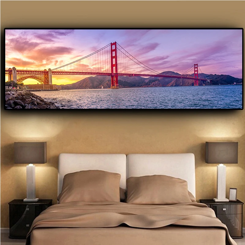 

Картина из натуральных страз Sunsets, мозаика из натуральных золотых ворот, 5D полное сверление, для творчества, для домашнего декора