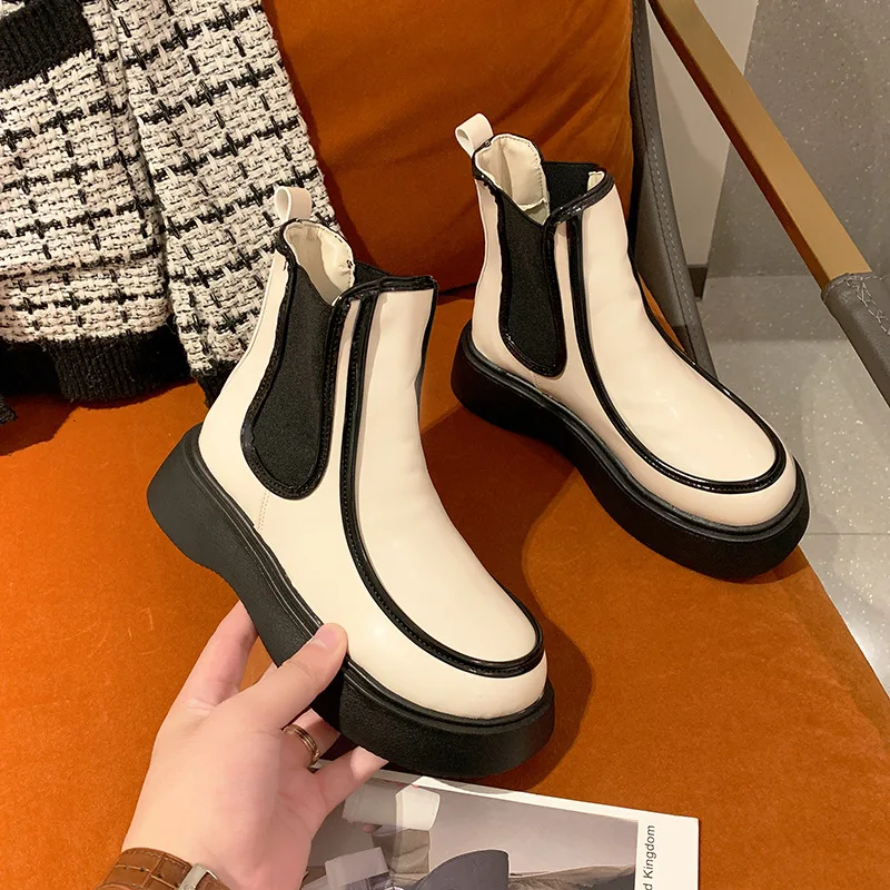 Women's Ankle Boots Leather Women's Shoes Chelsea Designer Chelsea Boot Women's Flat Shoes Short Boots Motorcycle Shoes Autumn