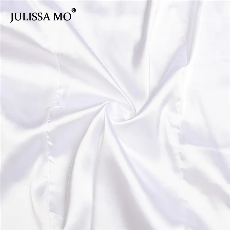 Julissa mo сатиновое элегантное женское платье с пышными рукавами, Осеннее облегающее мини-платье без бретелек, модные Клубные вечерние платья с оборками, короткие платья