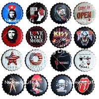 rock band singer skull painting beer bottle cap tin sign hanging crafts wall decor round plate plaques bar pub home decoration