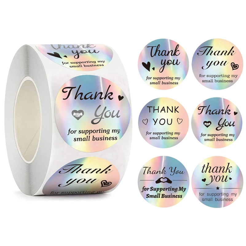 

500 шт., радужные лазерные этикетки для упаковки подарков, 3,8 см/1,5 дюйма