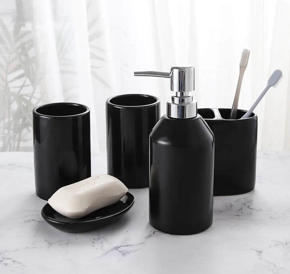 

Fashion Ceramic Bathroom Accessory Set Washing Facility Flesh Mouthwater Cup Soap Toothbrush holder Household items