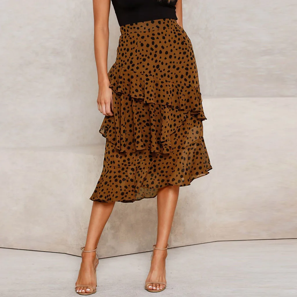 Модная женская сексуальная английская леопардовая юбка с оборками для вечеринки, многослойная юбка со средней талией, Повседневная стандартная юбка Vestidos LS* D