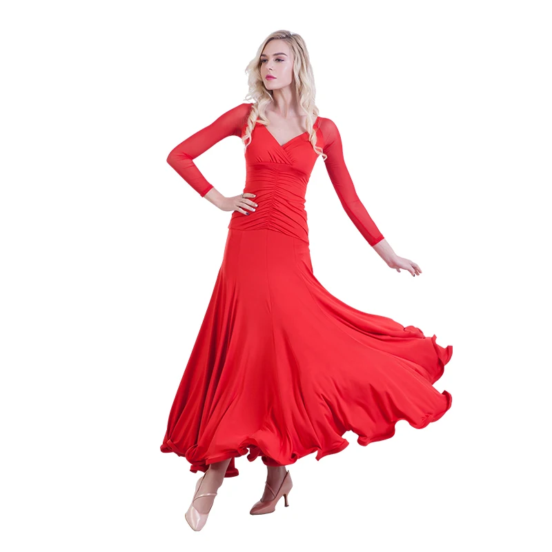 

2021 New Waltz Long Sleeve Dress Modern Dance Competition Dress Ballroom Dance Costumes National Standard Practice Clothing