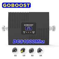 goboost 4g gsm signal booster dcs 1800mhz celluar amplifier led dispaly with a power supply pulg 4 options eu us au uk