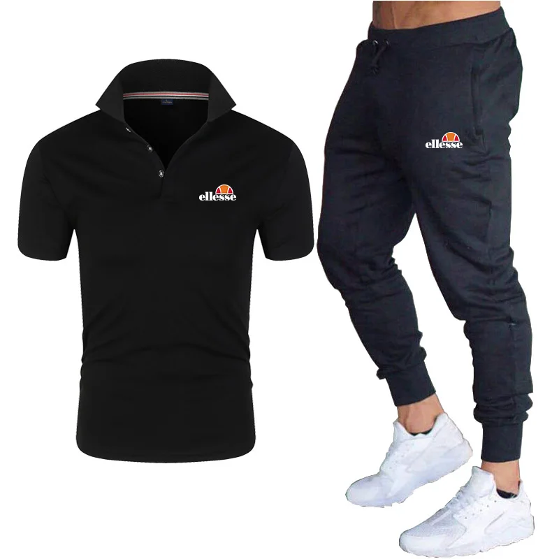 

New casual men's breathable men's sports business casual classic formal suit POLO + two-piece cotton and linen pants two-piece s