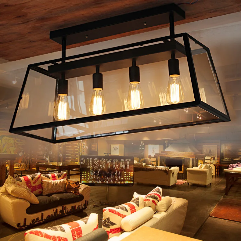 

Винтажная Подвесная лампа в стиле ретро, стеклянный бокс, светильник в стиле лофт, индастриал, американское кафе, бара, кухни, прилавок, кова...