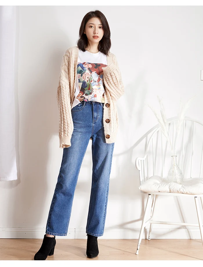 Женские классические джинсы LEIJIJEANS, элегантные свободные неэластичные брюки с высокой посадкой, новая модель 9101 большого размера
