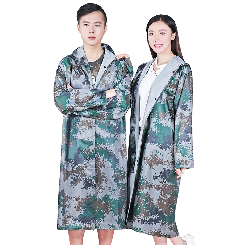 Всесезонная Куртка с капюшоном Для мужчин женщин длинный Камуфляжный дождевик