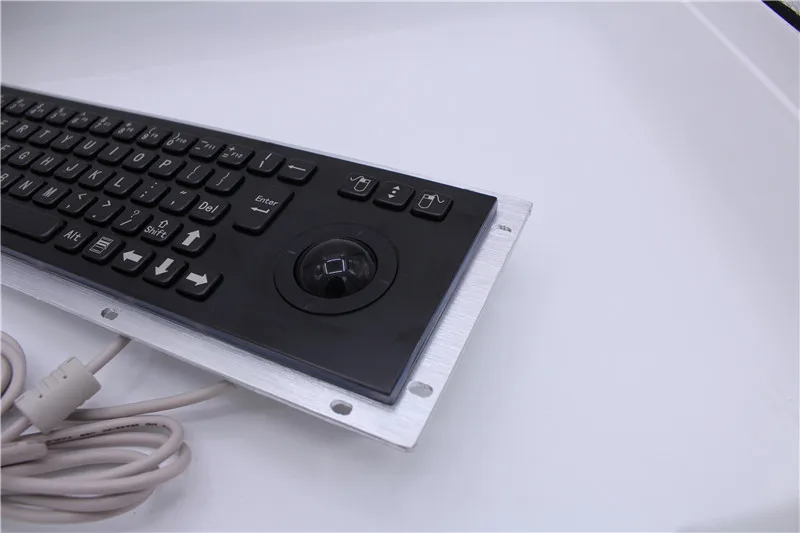 Waterproof IP65 Vandal Proof Panel Mount USB Wired Stainless Steel Industrial Metal Keyboard With Trackball Mouse
