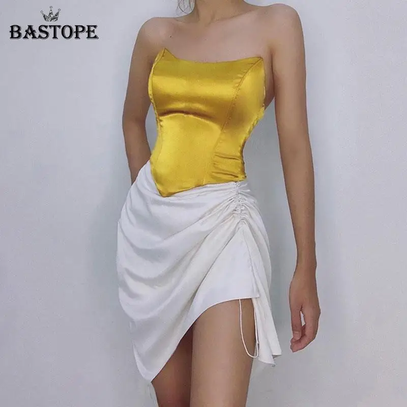 

BASTOPE Sexy Women Tube Tops Solid Sleeveless Slim Skinny Corset Cropped Top 2021 Summer Casual Elegant Female Strapless Vest