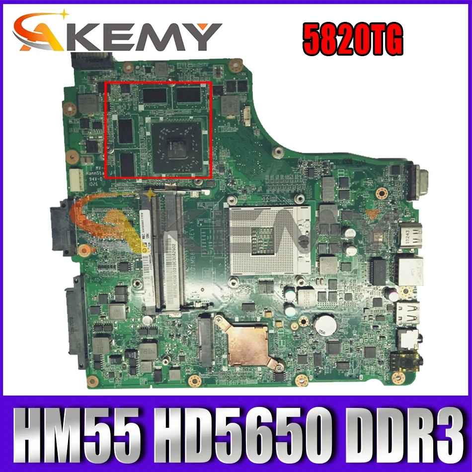 

AKEMY MBPTN06001 MB.PTN06.001 DAZR7BMB8E0 for acer aspire 5820TG laptop motherboard hm55 ATI HD5650 DDR3