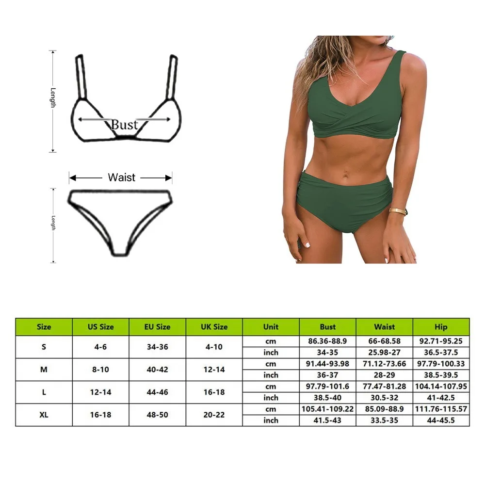 

Solid Sexy Bikini 2021 Summer Swimsuit Women 2 Pieces High Waist Bikini Push Up Swimwear Tankini Swimsuits Bathing Suit Women