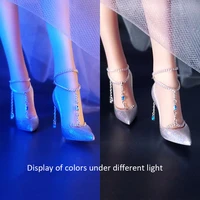 16 scale female elegant glitter heels hollow shoes with jewelry anklet for 12 inch action figure model