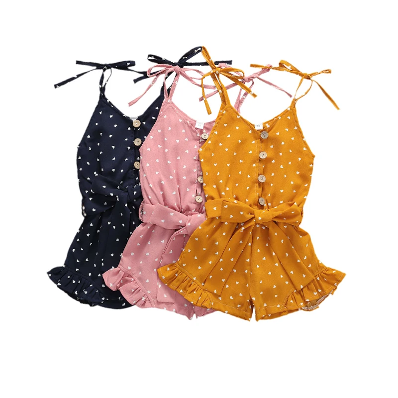 От 1 до 6 лет комбинезон для девочек с принтом сердца без рукавов оборками