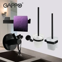 gappo matte black series bath hardware set aluminum alloy toilet brush holder paper holders wall hooks bathroom accessories