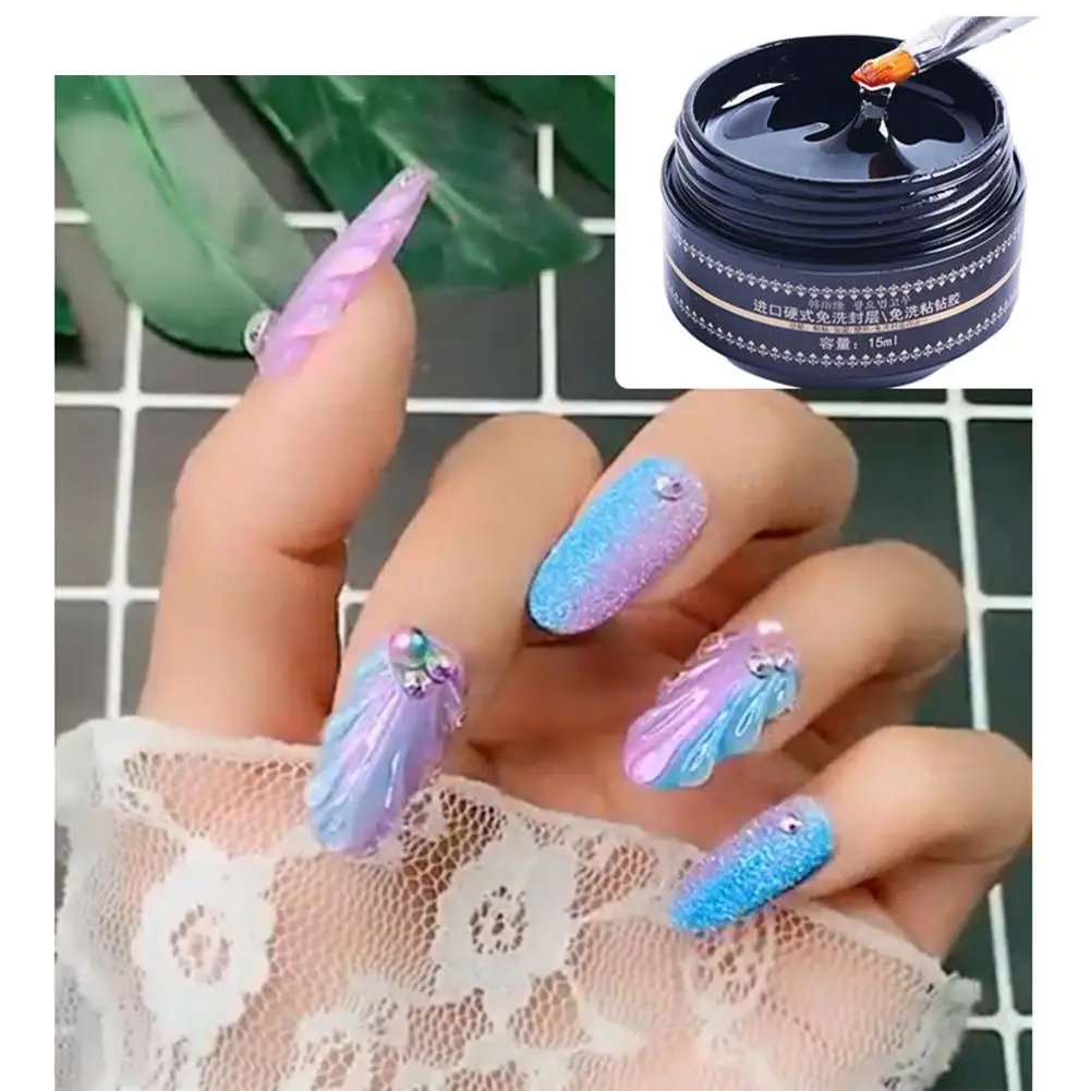 HobbyLane 15 мл быстросохнущий клей для ногтей съемный не стирается основа герметик