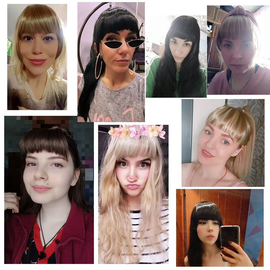 Alileader Synthetic Fake Bangs Neat Hair Bangs Clip In Frange Hairpiece Blunt Hair Bangs Straight Fake Hair Fringe For Girls images - 6