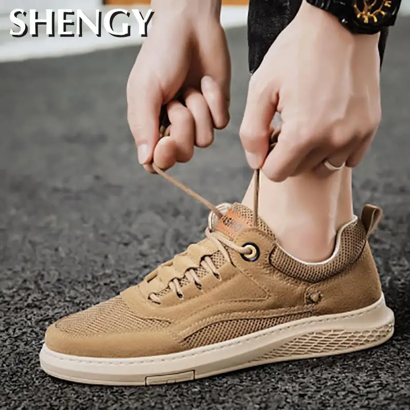 Новинка Летняя повседневная обувь Мужская дышащая сетчатая 2020men's Shoes Slats Lowtop