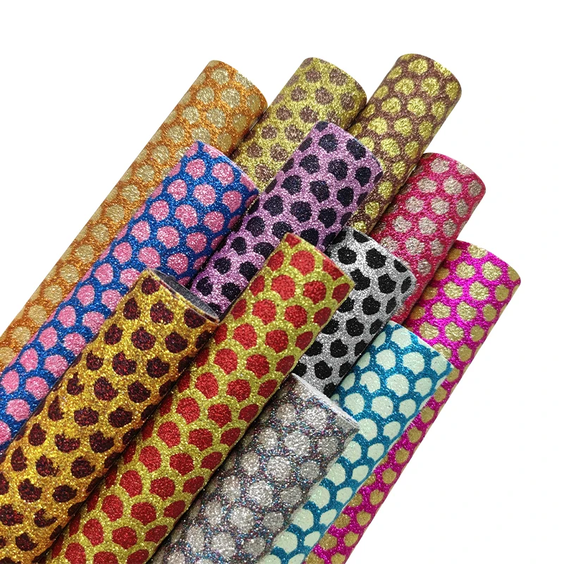 

Thin Colorful Bright Circle Heart Design Silver Powder Fine Glitter Leather Roll for Hair Bow Dress Accessories