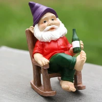 garden gnome weatherproof funny resin cheeky smoking garden gnome decoration rocking chair dwarf ornament