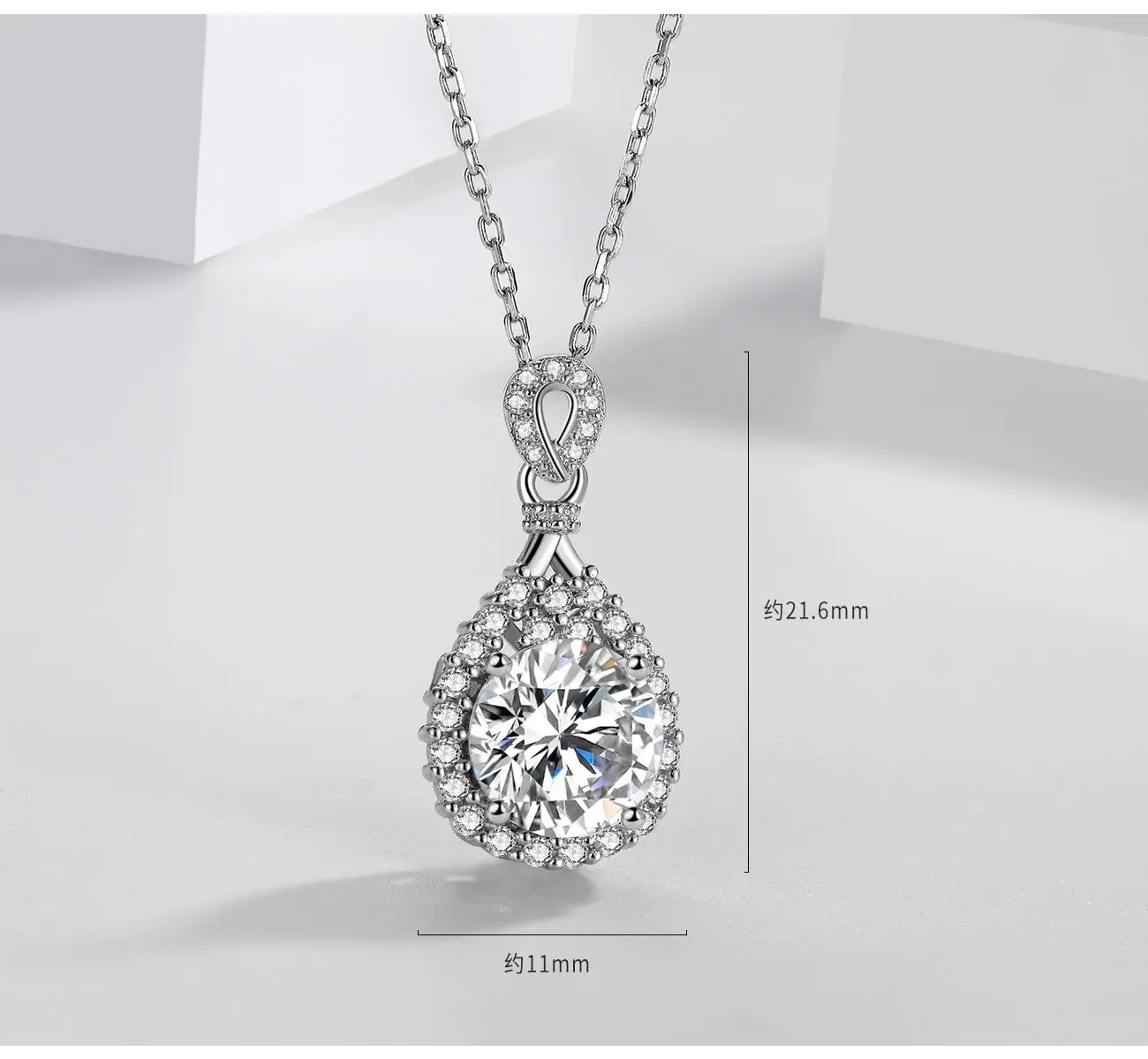 

Sterling Silver Necklace Pure Natural Diamond Pendant with Cushion Zirconia Silver 925 Jewelry Bijoux Femme Bizuteria Pendants