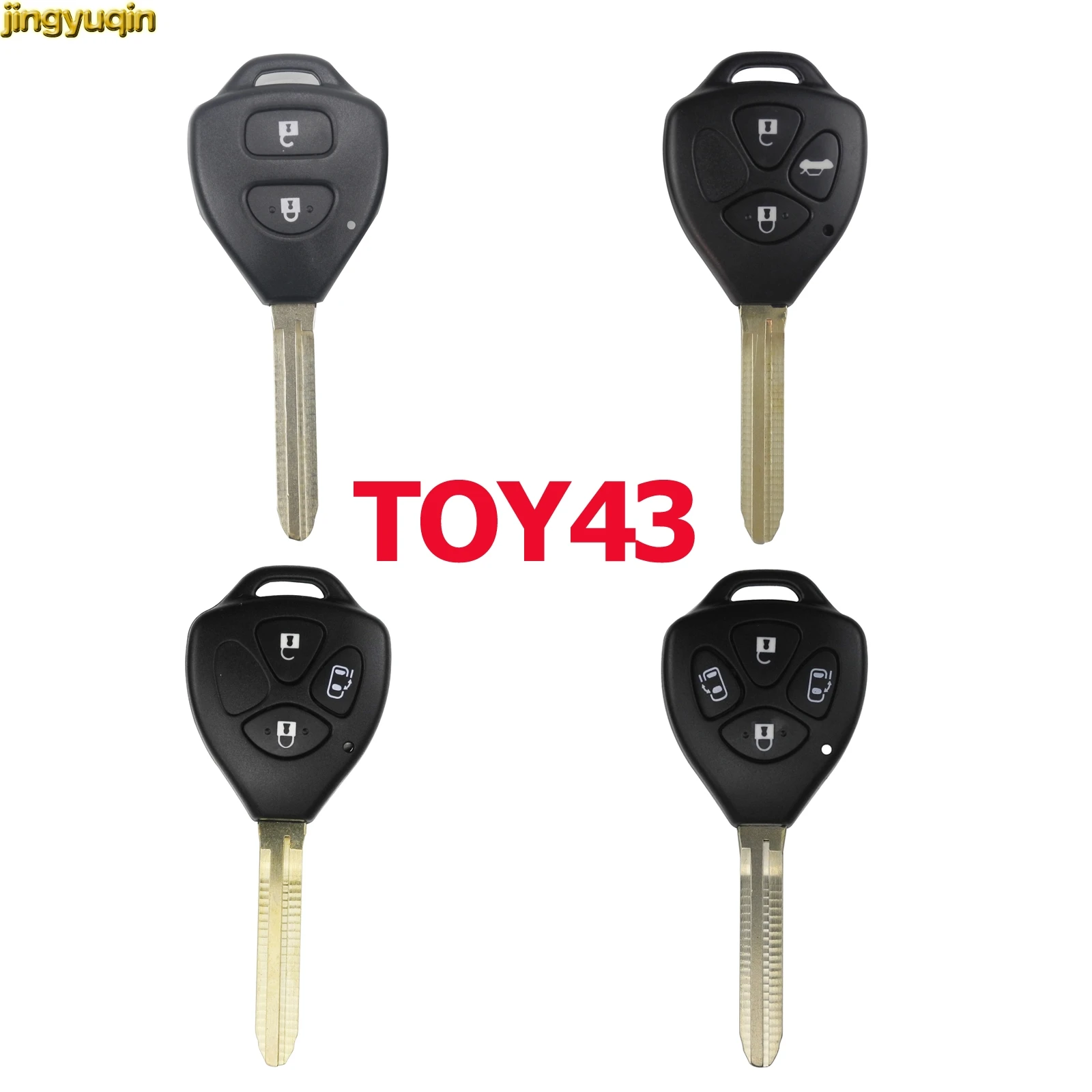 

Jingyuqin 10PCS 2/3/4Buttons Remote Car Key Shell Case Cover Blank FOB for Toyota TOY43 Key Shell Case Styling