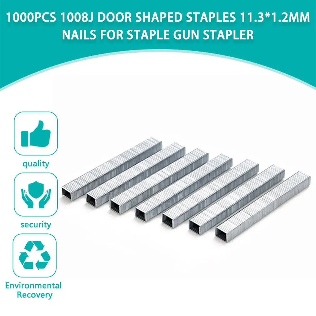 1000Pcs/pack 1008J Door Shaped Staples 11.3*1.2mm Nails For Staple Gun 3-in-1 Stapler Machine Accessories Carpenter Tool | Обустройство