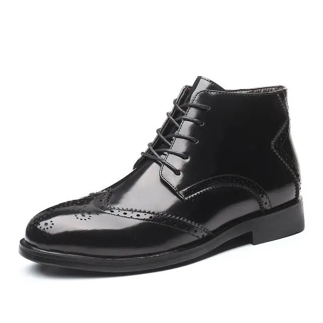 Новинка года; мужские ботинки; мужские Ботильоны Martens; кожаные ботинки-оксфорды с подошвой Bullock; мужские ботинки-дезерты на шнуровке; большие размеры 38-48 - Цвет: Черный