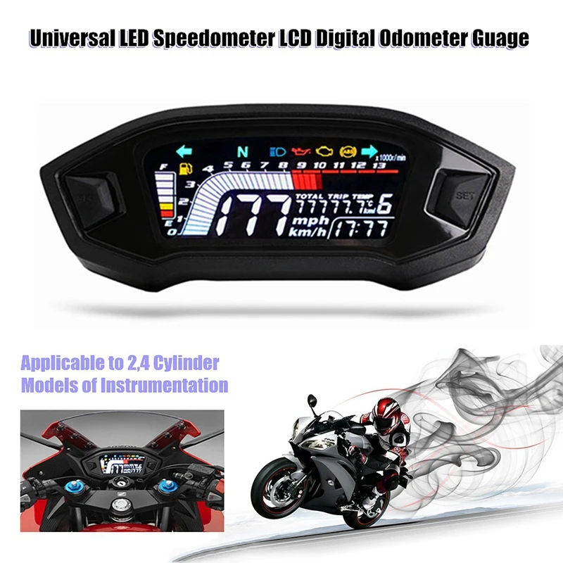 Новый стиль универсальный мотоцикл светодиодный ЖК Спидометр цифровая