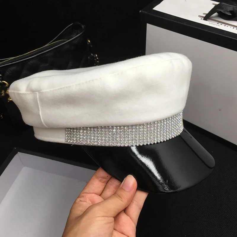 Новая Шерстяная кепка в стиле пэчворк с белым утиным языком морская шапка M яркое