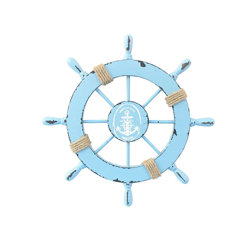 

28cm Mediterranean style creative home ship rudder ornaments wall ornaments helmsman wood craft ornaments