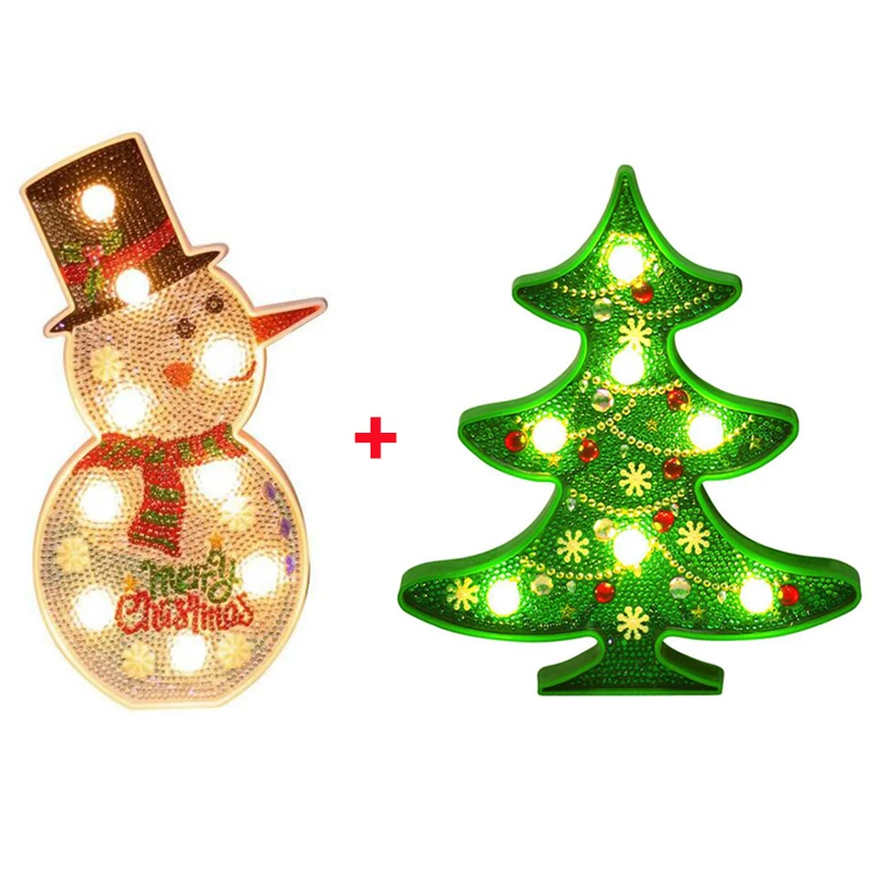 2PCS Новая лампа DIY светодиодный ночник с алмазной росписью рождественское животное Пингвин вышивка крестиком специальная форма свадебное украшение - Цвет: 2PCS