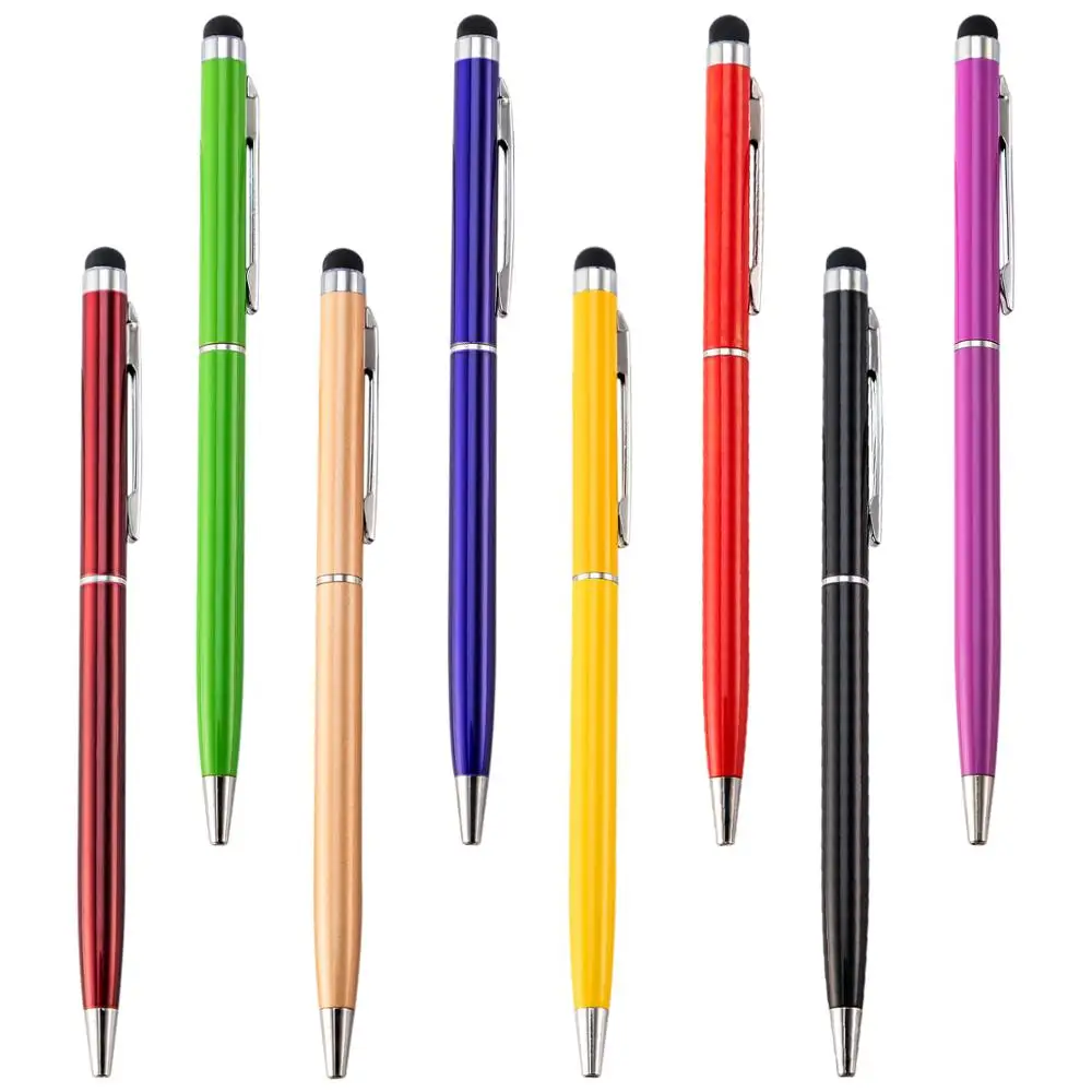 20pcs/lot Special Wholesale Metal Pen Advertising Metal Ball Pen Colorful Stationery Touch Stylus Pens with custom logo