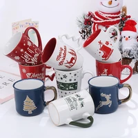 creative cute drinkware cartoon snowman santa claus ceramic cup christmas mug small gift handy gift household coffee mug