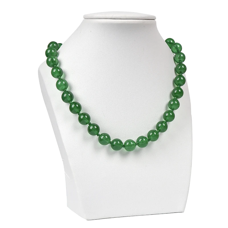 Ожерелье женское из натурального зеленого халцедона модное колье нефрита с