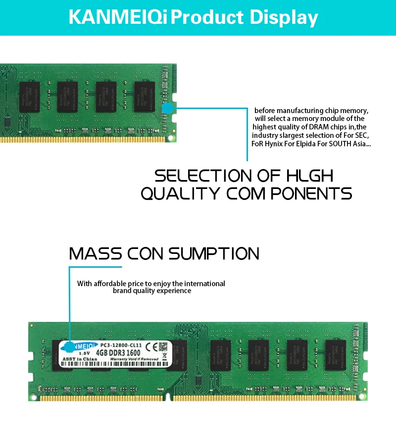 KANMEIQi DDR3 2 ГБ/4 ГБ/8 ГБ 1866Hmz 1600 МГц 1333 МГц оперативная память Desktop 240pin 1,5 в DIMM