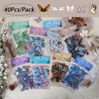 1 упаковка (40 шт. наклеек) красочные наклейки в виде бабочки и стрекозы, наклейки для образцов домашних животных, декоративные настенные наклейки для книг и альбомов