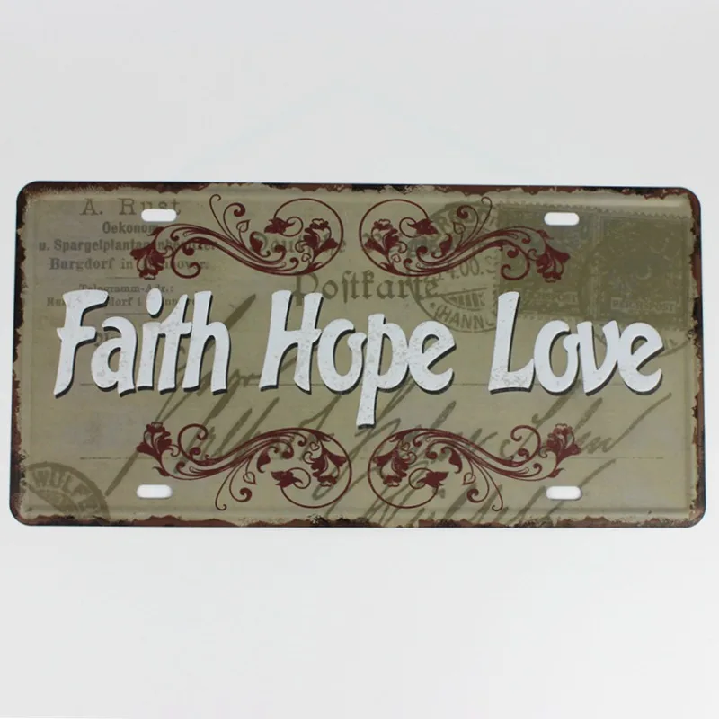 Faith Hope Love оловянный знак для мужчин и женщин табличка на Туалет Ретро потертый