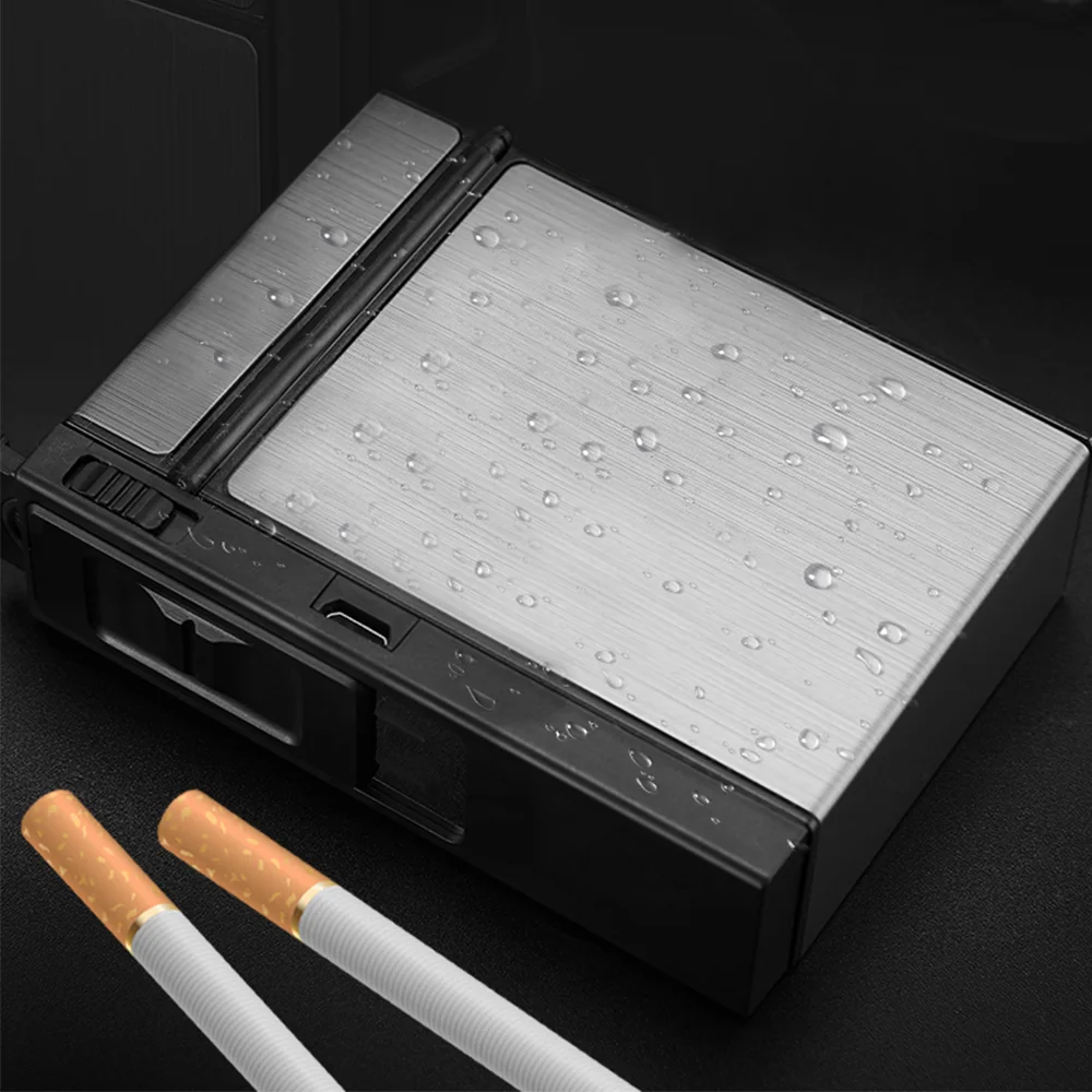 Металлический чехол для сигарет зажигалка USB Электронная Вольфрамовая турбо 20