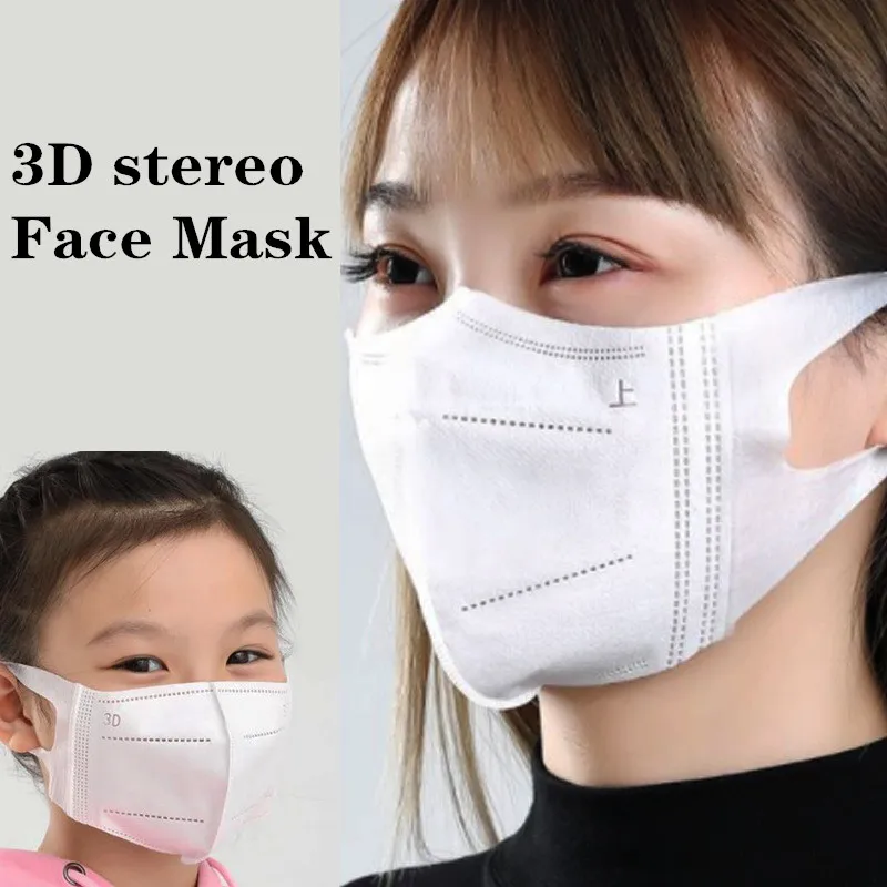 

3D Disposable Adult Children Virus Face Mouth Mask 3-layer Melt Blown Dust-proof Breathable Protective Kids Christmas Mascarilla