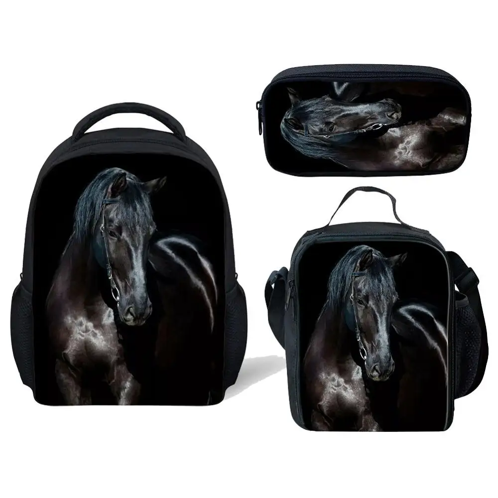 

Классные школьные ранцы с 3D-принтом черной лошади для детей, девочек, Дошкольный рюкзак для дошкольного возраста, Детская маленькая сумка д...