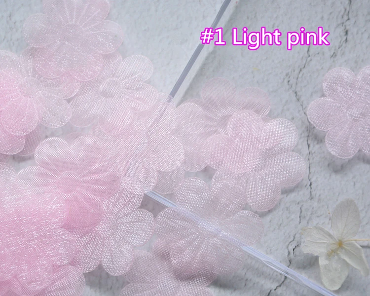1 Light pink 100 шт прозрачные снежные пряжа цветок аксессуары ручной работы свадебная вуаль декоративные тюлевые цветы платье материал для изготовления RS2635 - Цвет: 1 Light pink